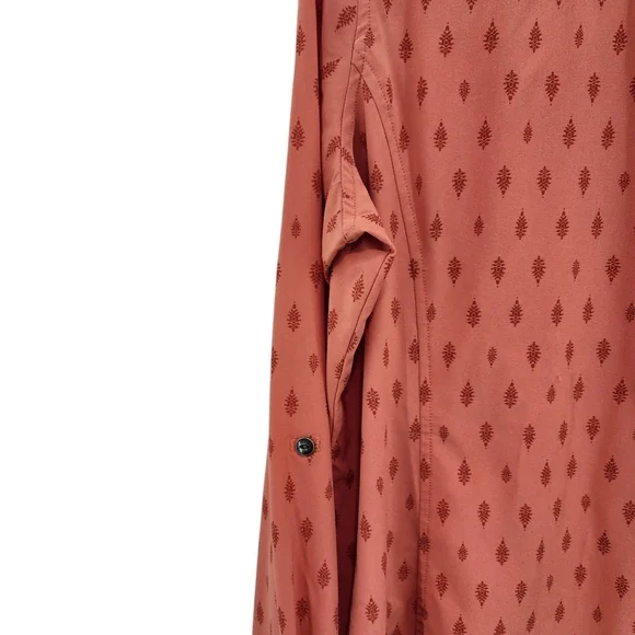 Orvis Women's Poly Stretch Printed Button Front Shirt Orange- L - Picture 7 of 8